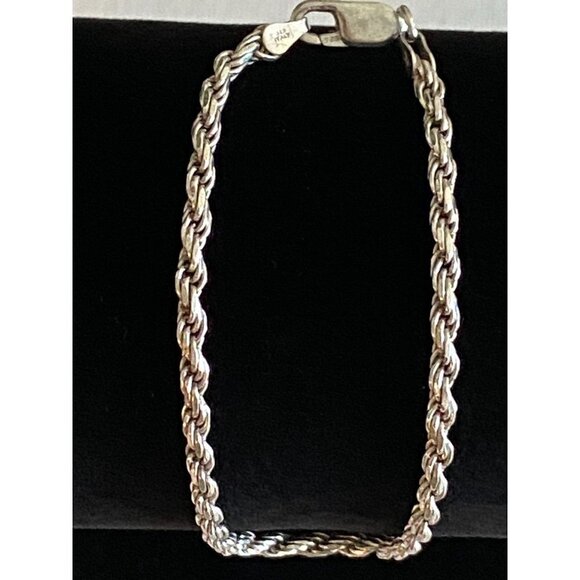 IBB 7” Women’s Vintage Italian Silver 925 Twisted Rope Chain Style Bracelet w Lo - Picture 2 of 6
